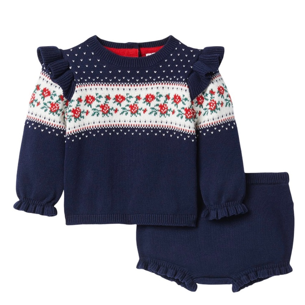 Janie and Jack Rose Fair Isle Sweater Set 3-6 Months